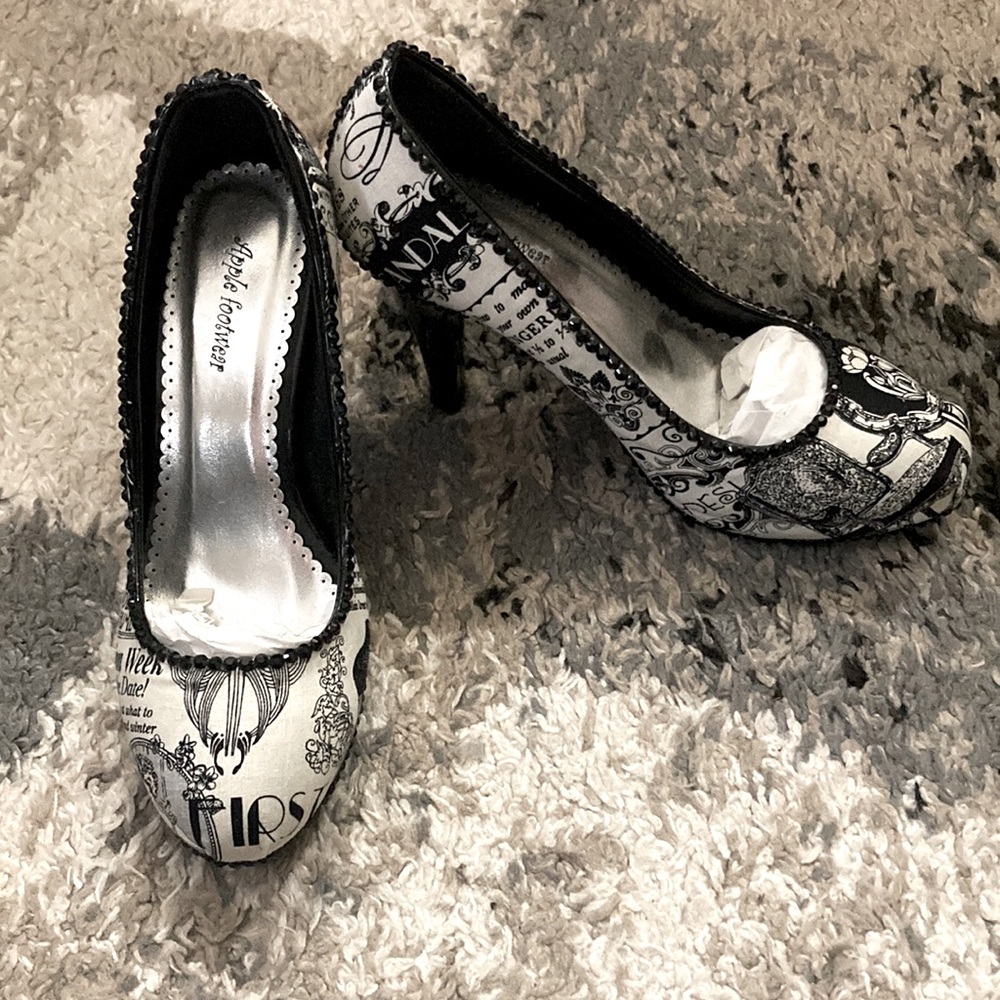 Hand Designed Black and White “English” Heels